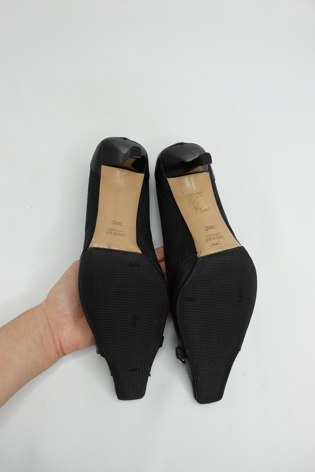 Gucci Black Monogram Canvas Horsebit Heels Gucci Black Monogram Canvas Horsebit Heels 37C