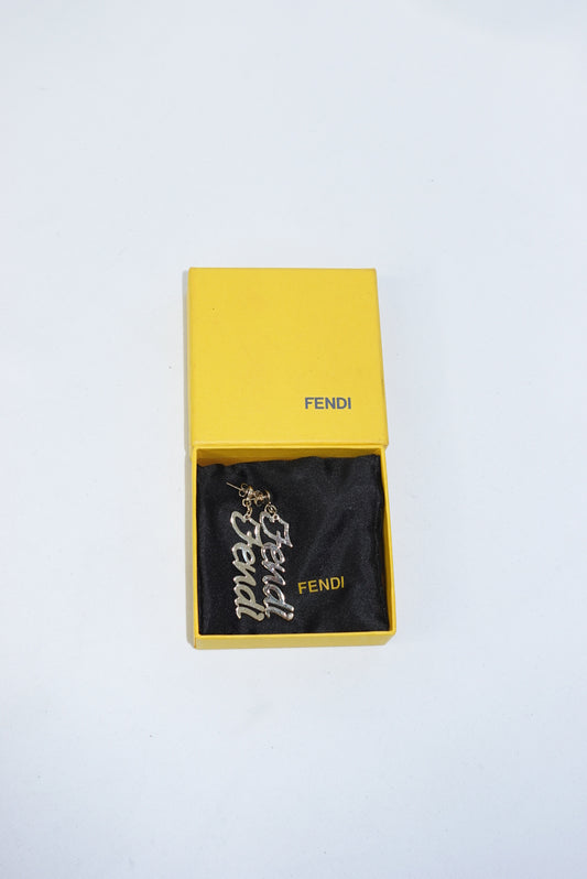 Fendi Silver Toned Long Earrings