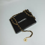 Chanel vintage medallion chain belt with black leather detail