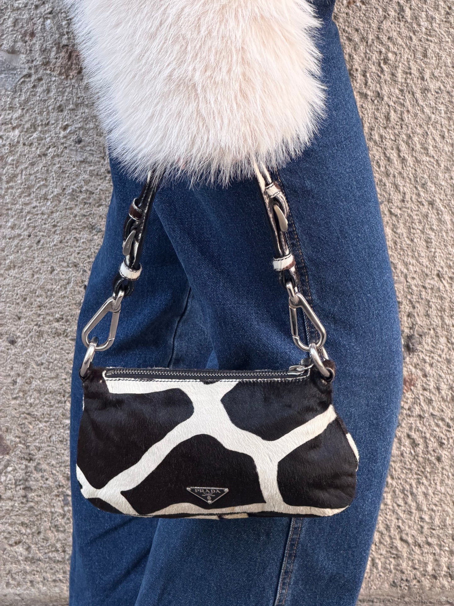 prada y2k pony hair shoulder bag
