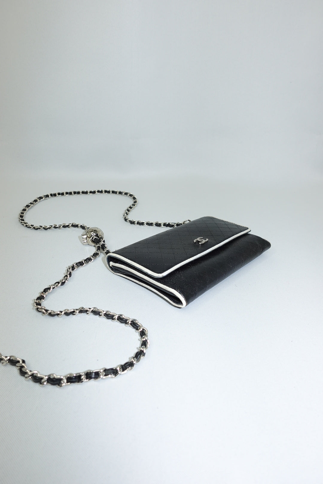 Chanel Re-Worked Flap B&W Limited Edition Wallet with Chain