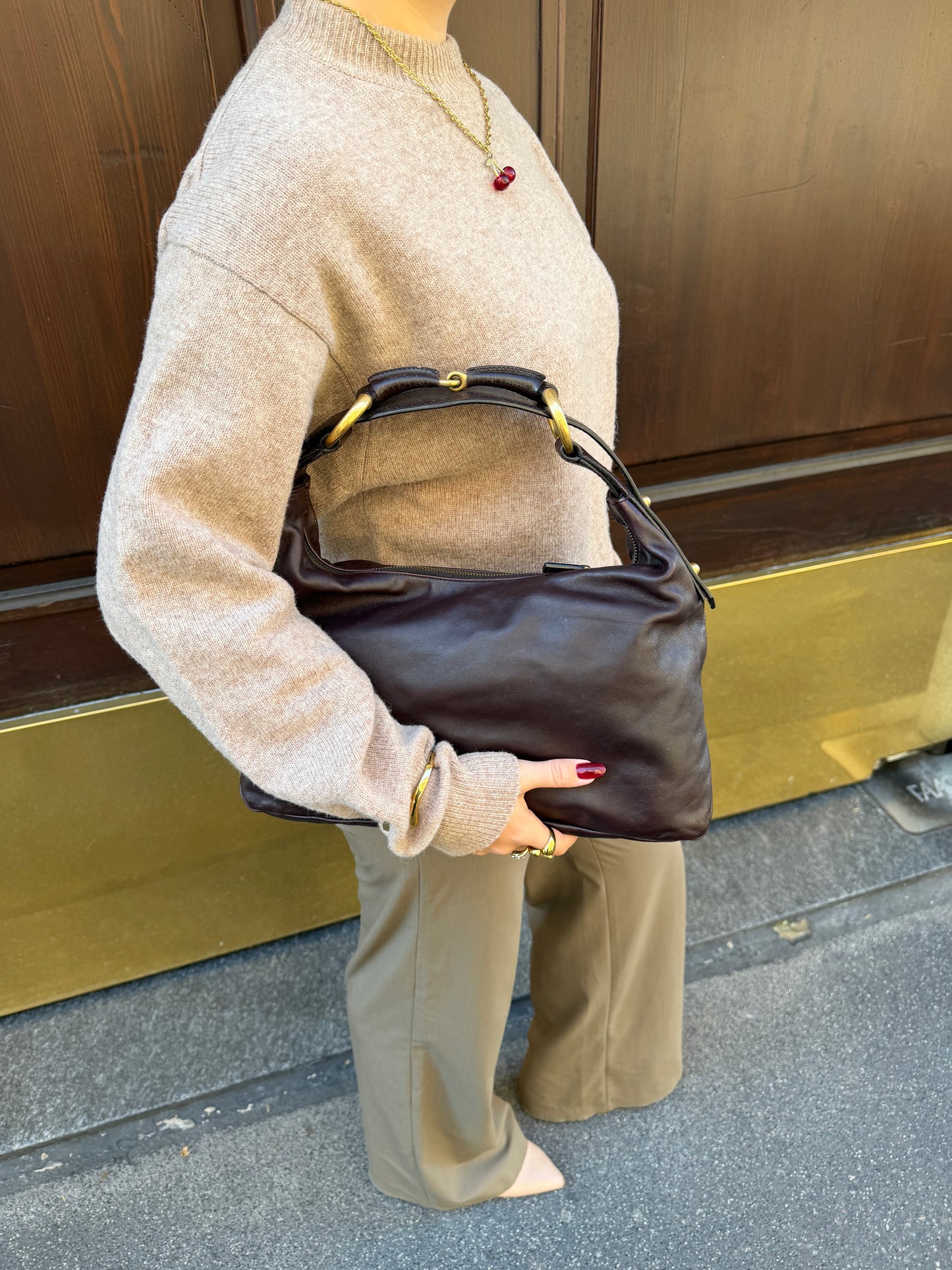 Gucci Vintage Horsebit Hobo Bag in Chocolate Leather