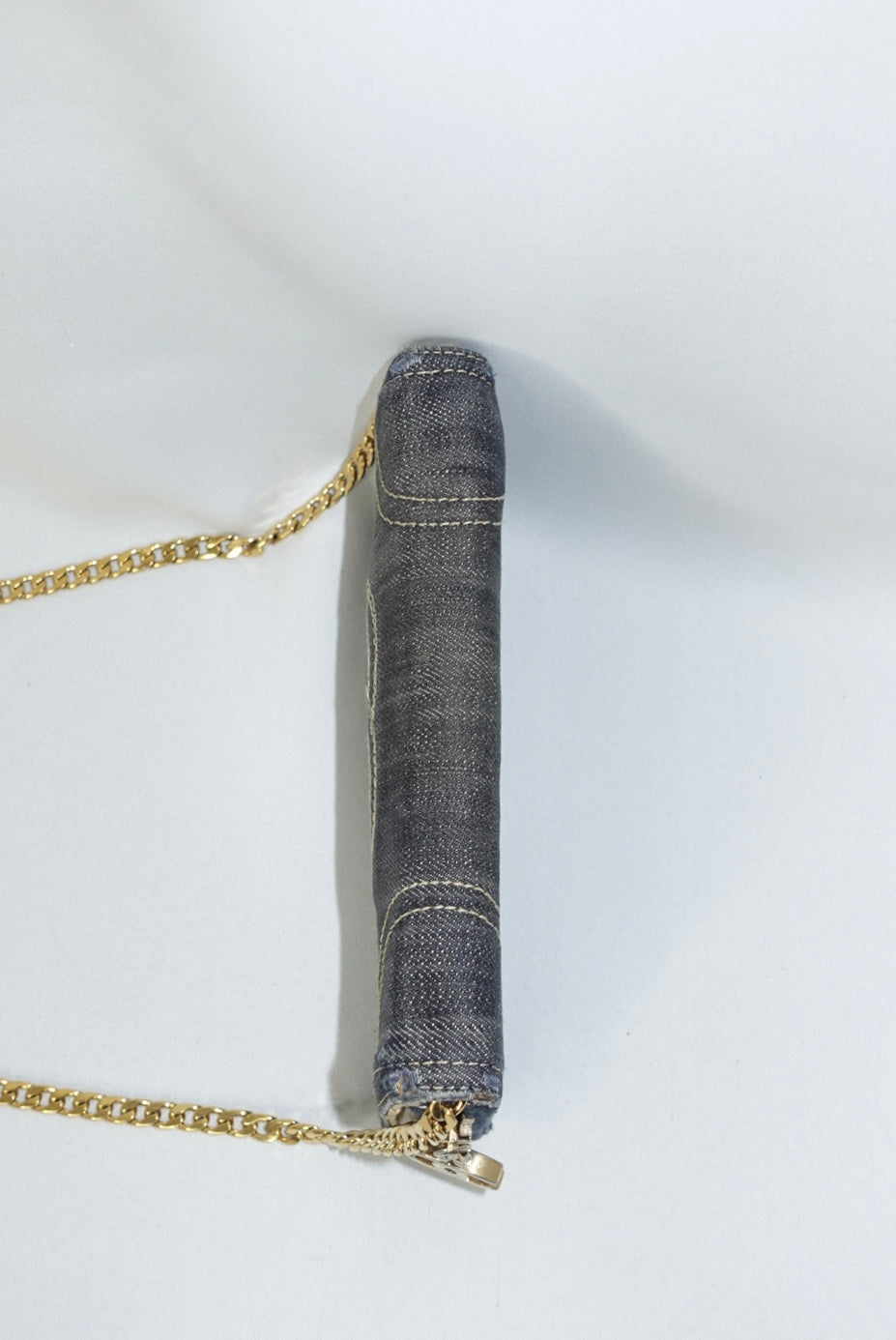 Chanel Vintage Reworked Denim CC Logo Wallet with Chain