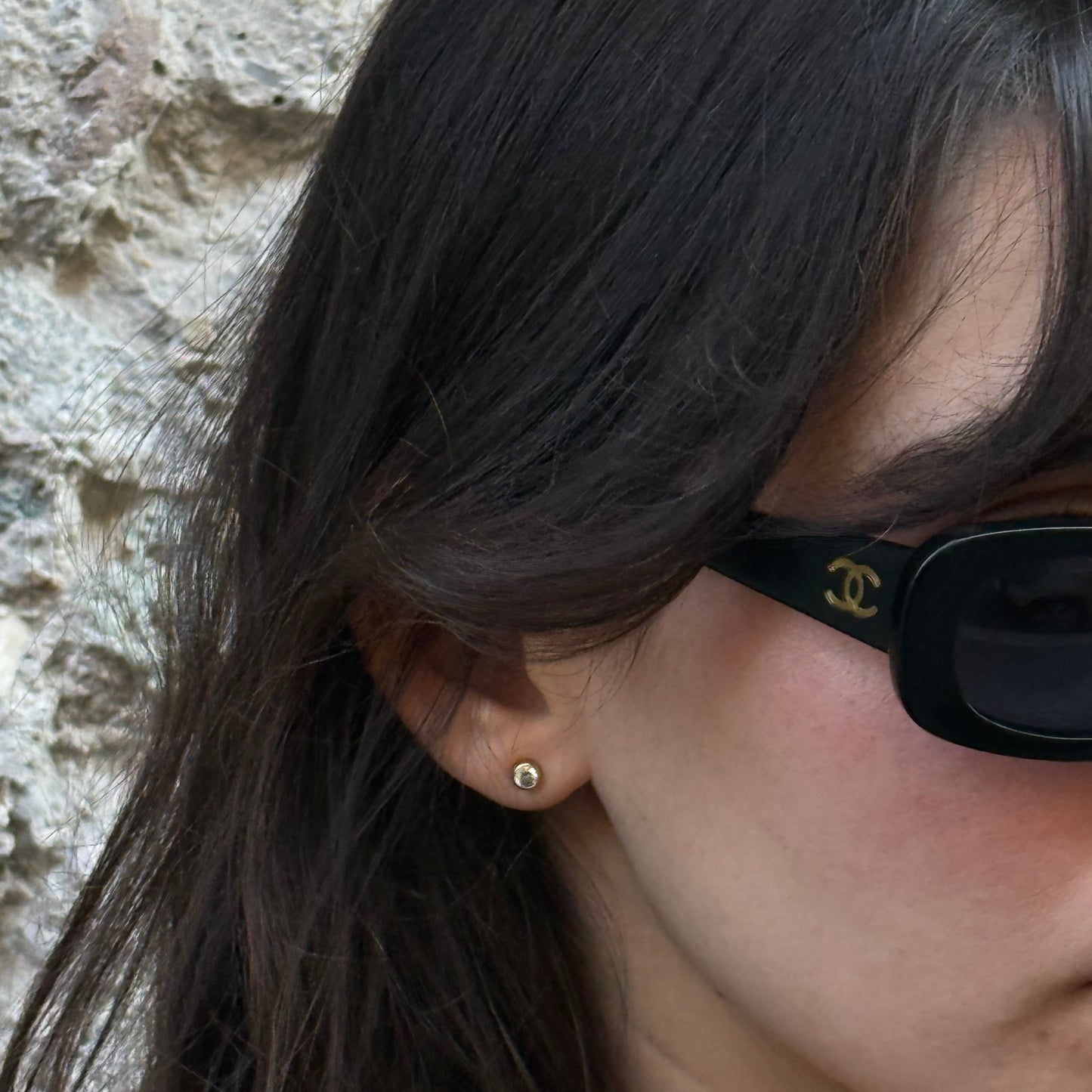 Chanel Black Y2K Sunglasses with Blue lenses