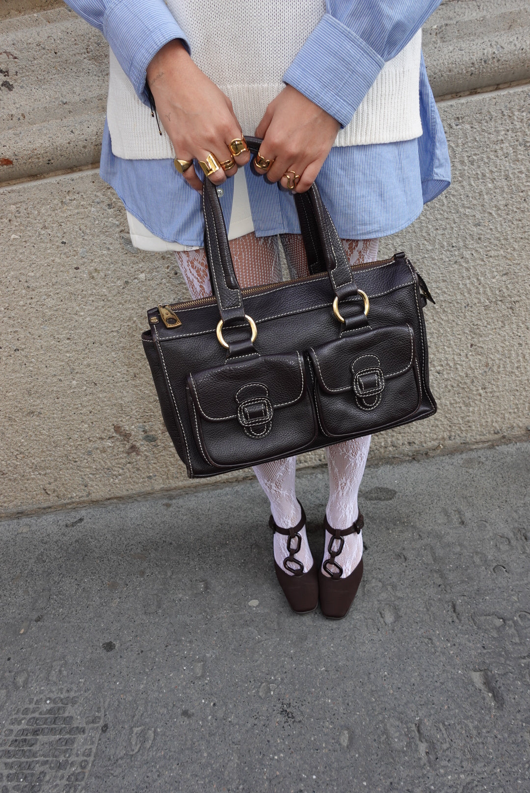 Vintage Prada Brown Tec. Fabric Pumps