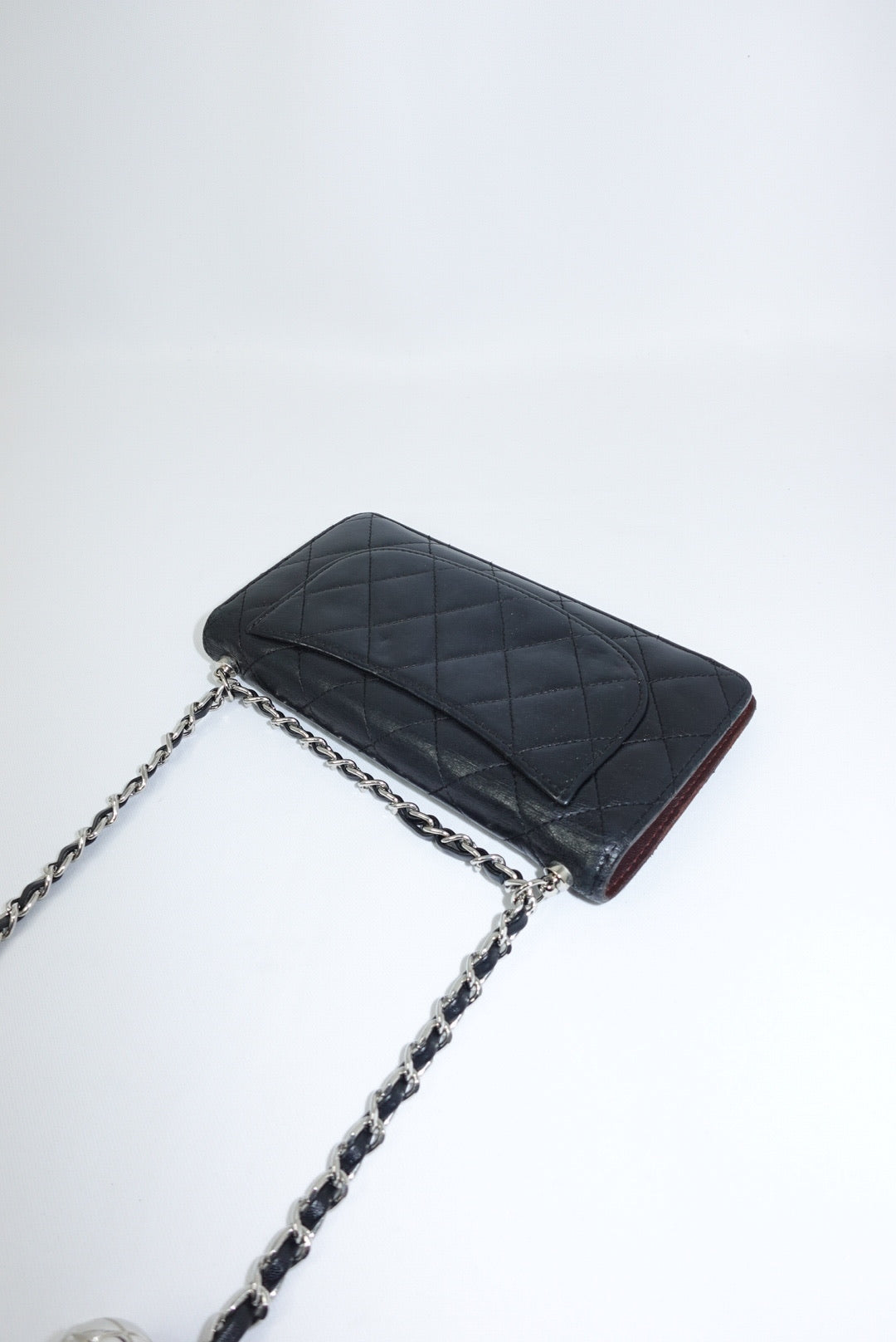 Chanel Re-Worked Black Timeless Bifold Vintage Wallet with Chain