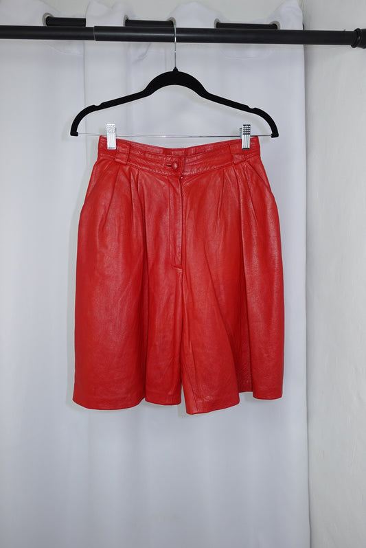 Red Leather Shorts