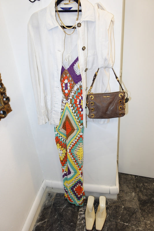 Crochet Vintage Colorful Handmade Dress
