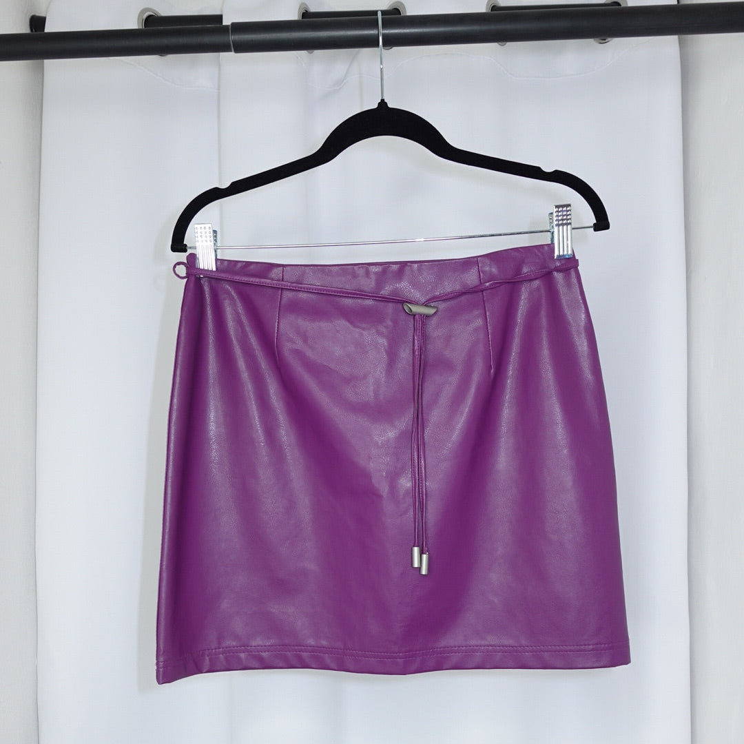 Purple Eco Leather Skirt