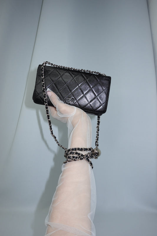 207. Chanel Re-Worked Black Timeless Bifold W.O.C.