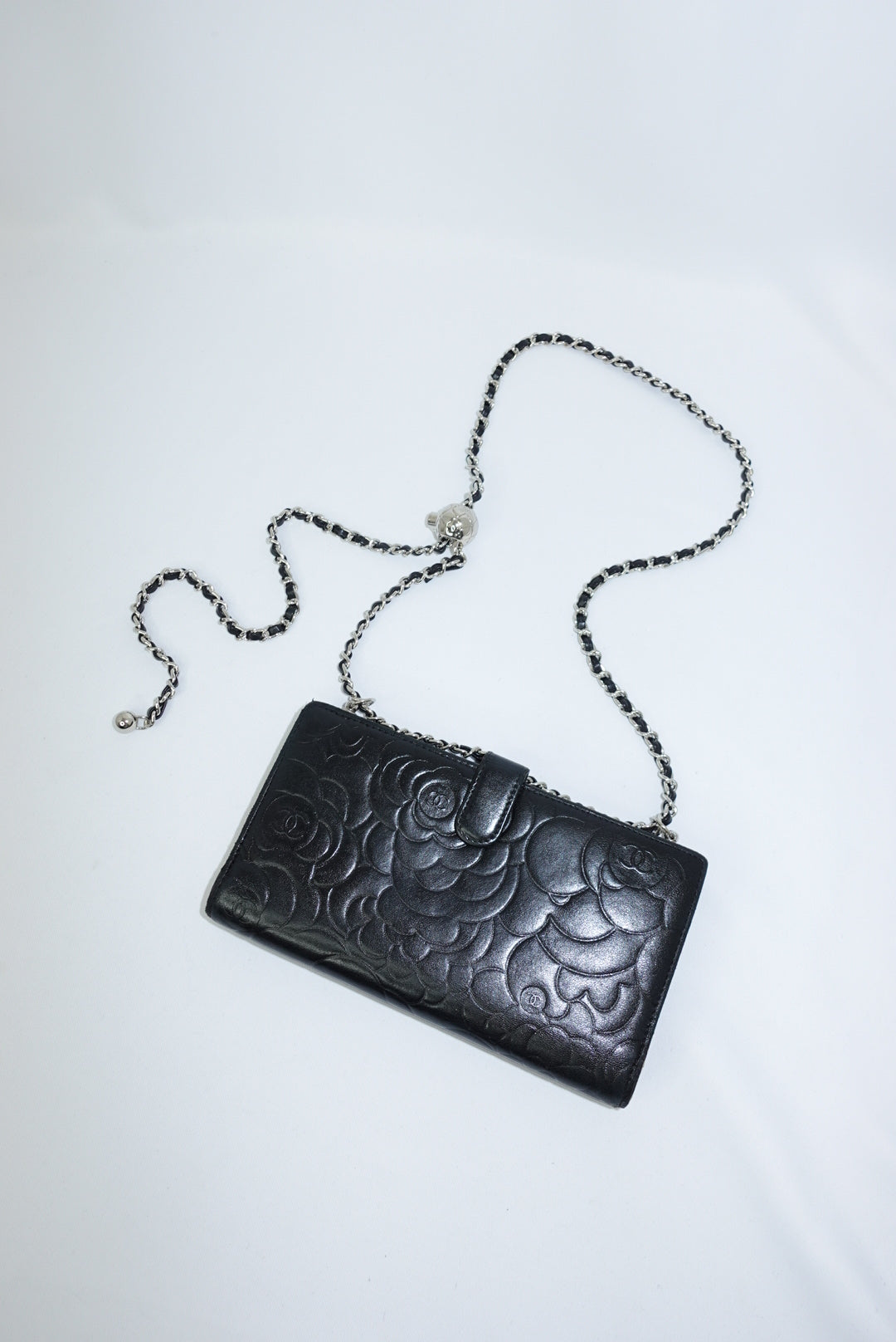 Chanel Re-Worked Flap Vintage Camellia Limited Edition Wallet with Chain