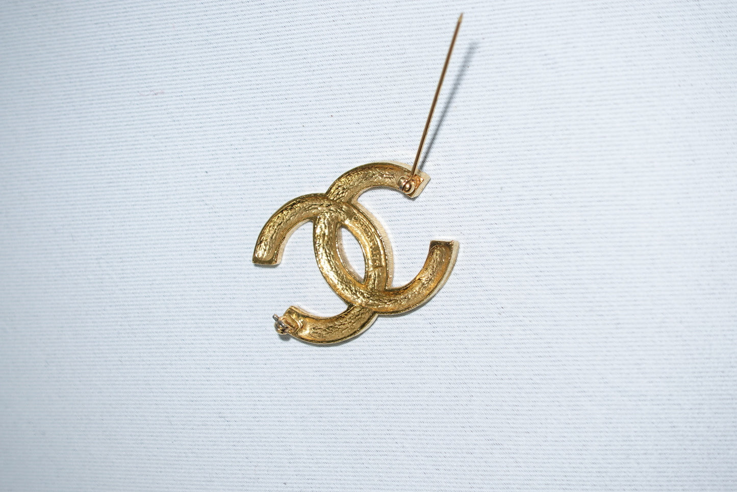 Chanel Vintage Crystal Gold toned Logo CC Pin