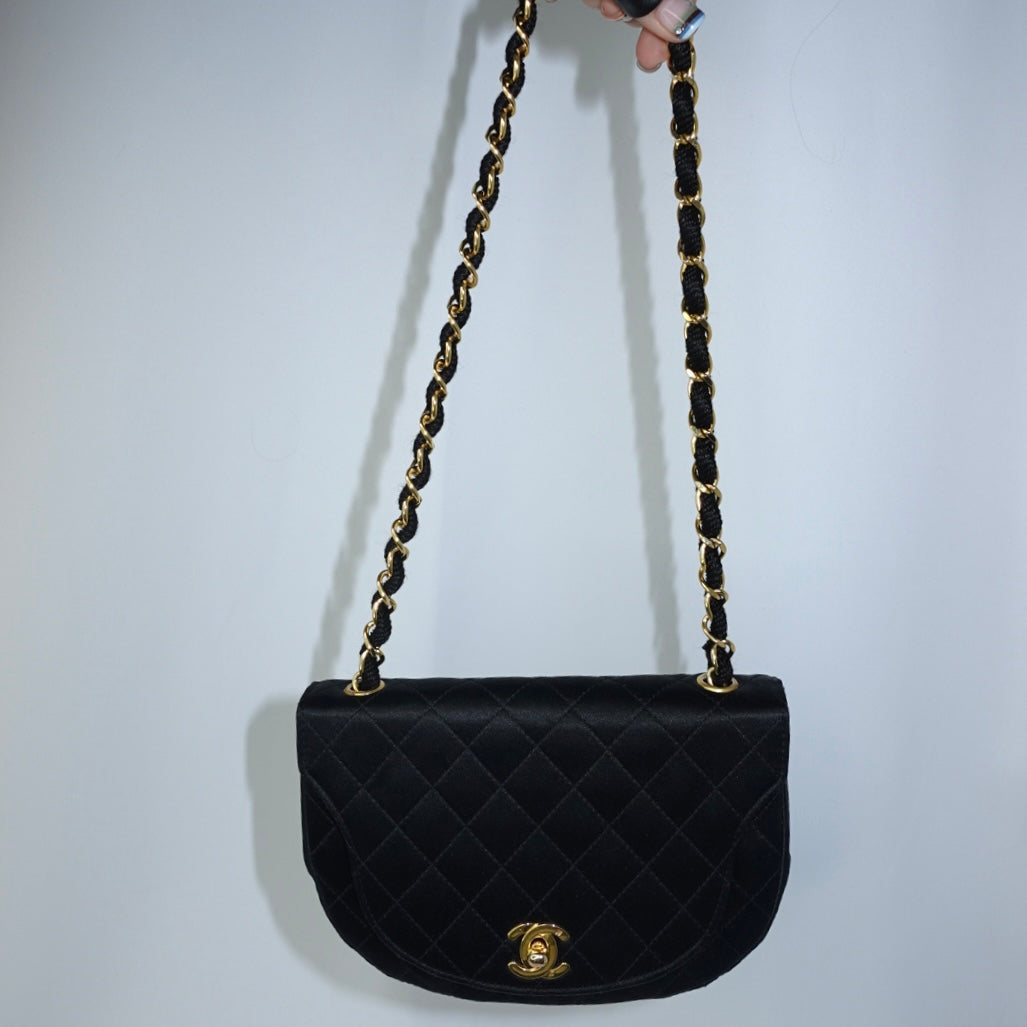 Chanel Vintage Half Moon Satin Vintage Mini Bag