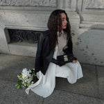 Vintage Cream Dress with Leather Collar Detail