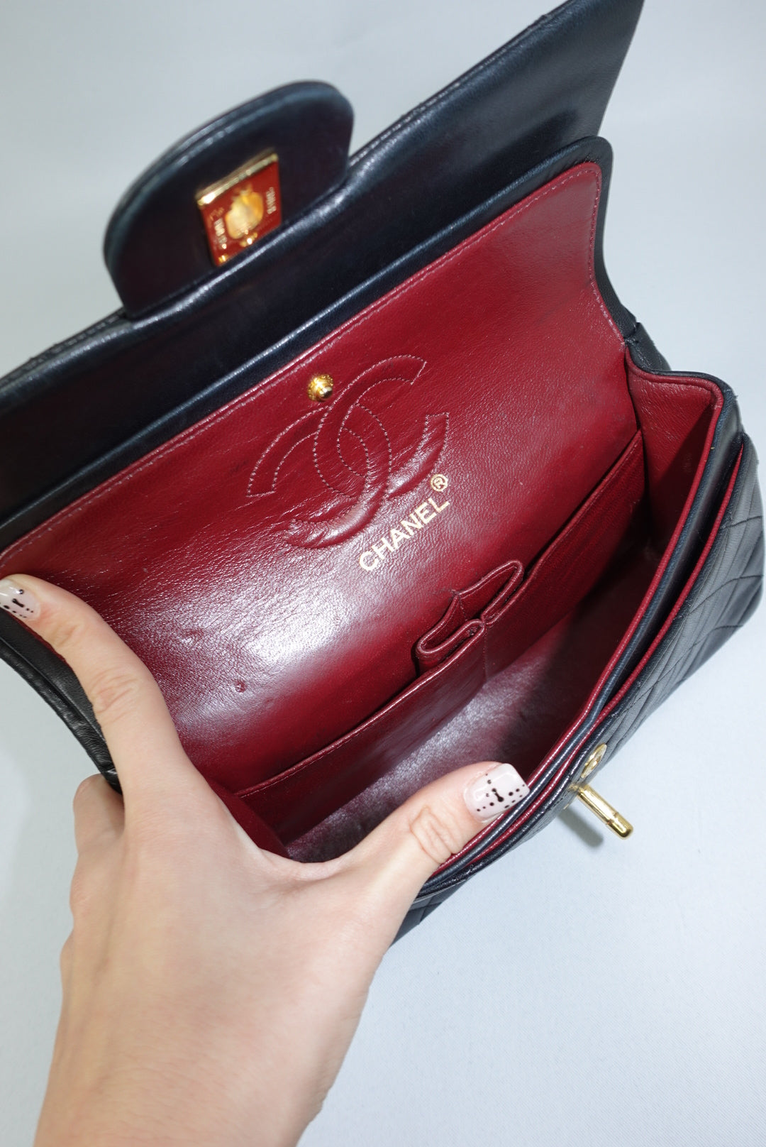 Chanel Vintage Timeless Classic 23 Double Flap Black FULL SET