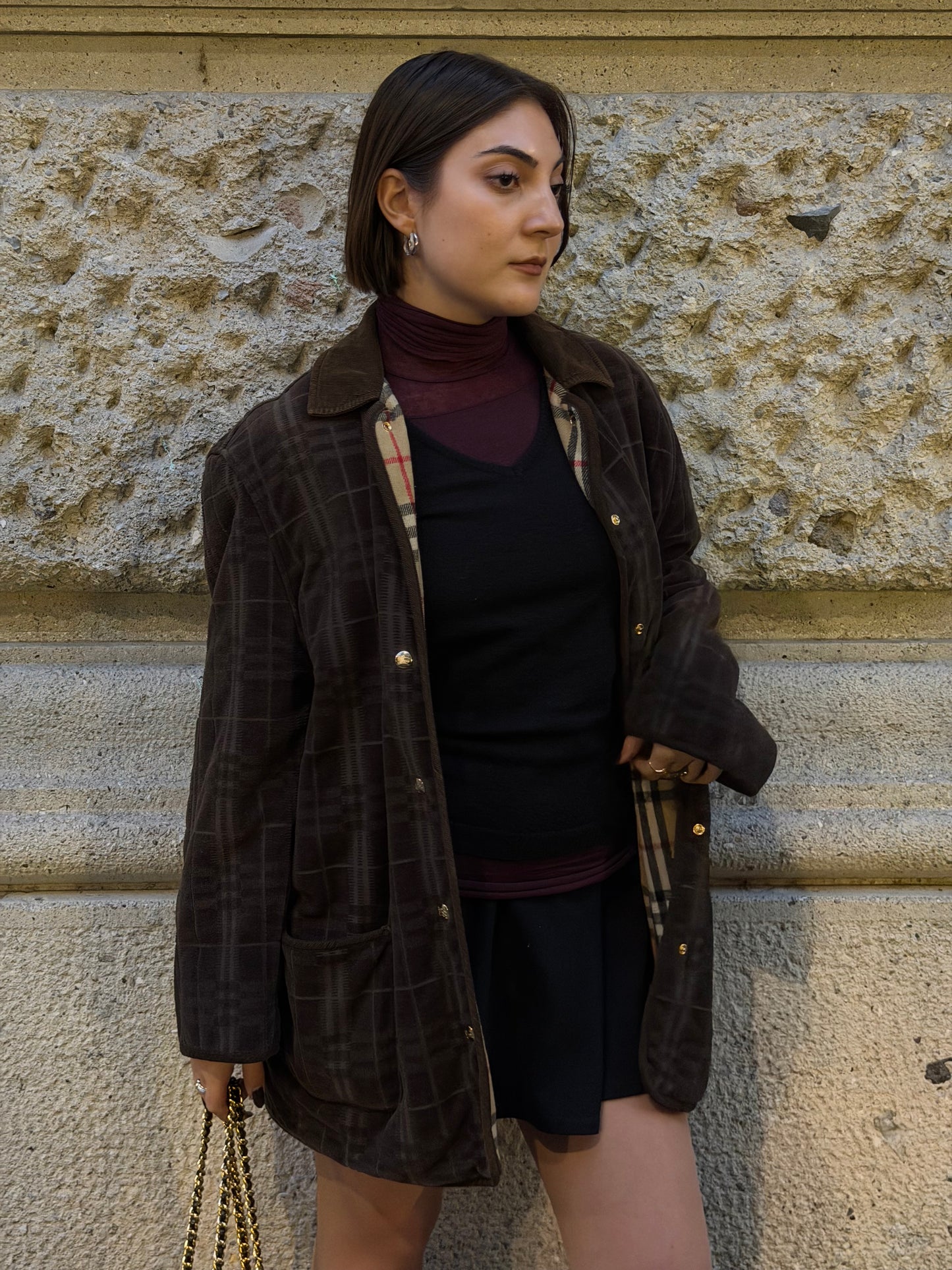 Burberry Brown Vintage Jacket with Golden Details