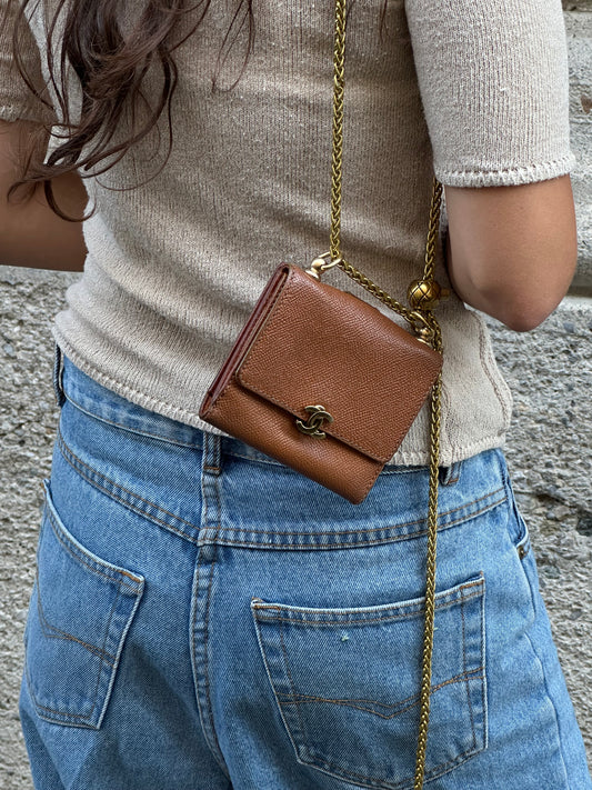 Re-Worked Chanel Vintage Caramel Brown Small W.O.C.