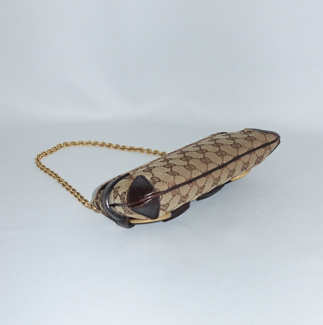Gucci Horsebit Chain Monogram Canvas Shoulder Bag