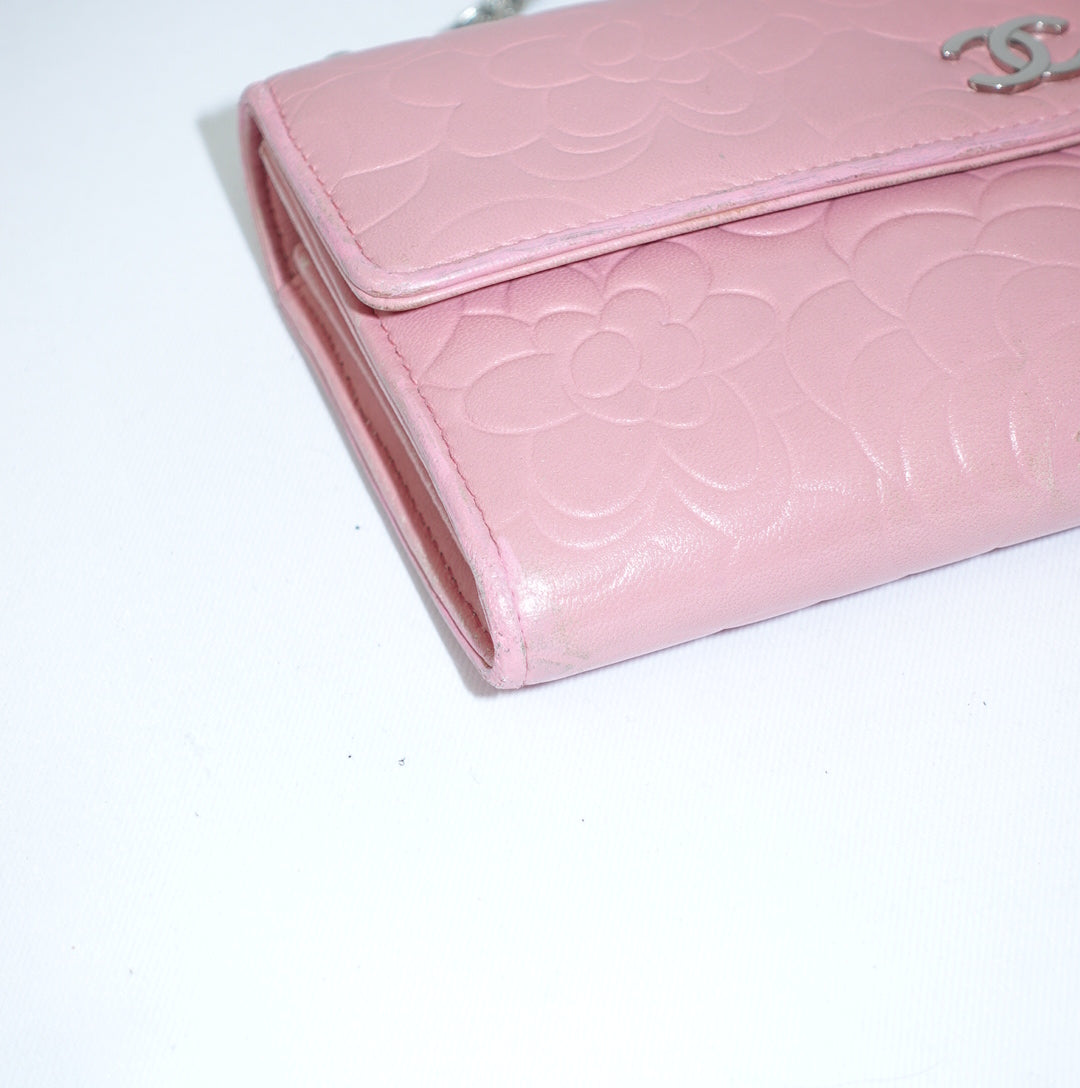 Chanel Pink Camelia Wallet w/Chain