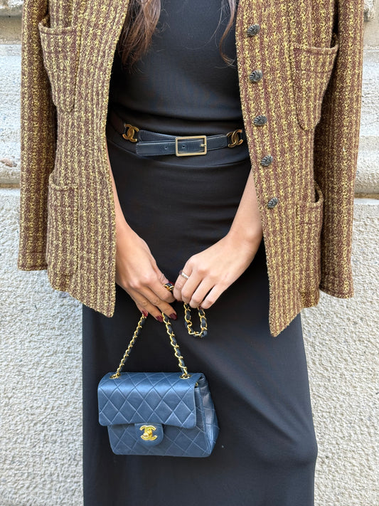 Chanel Timeless Mini Square Quilted Lambskin Navy