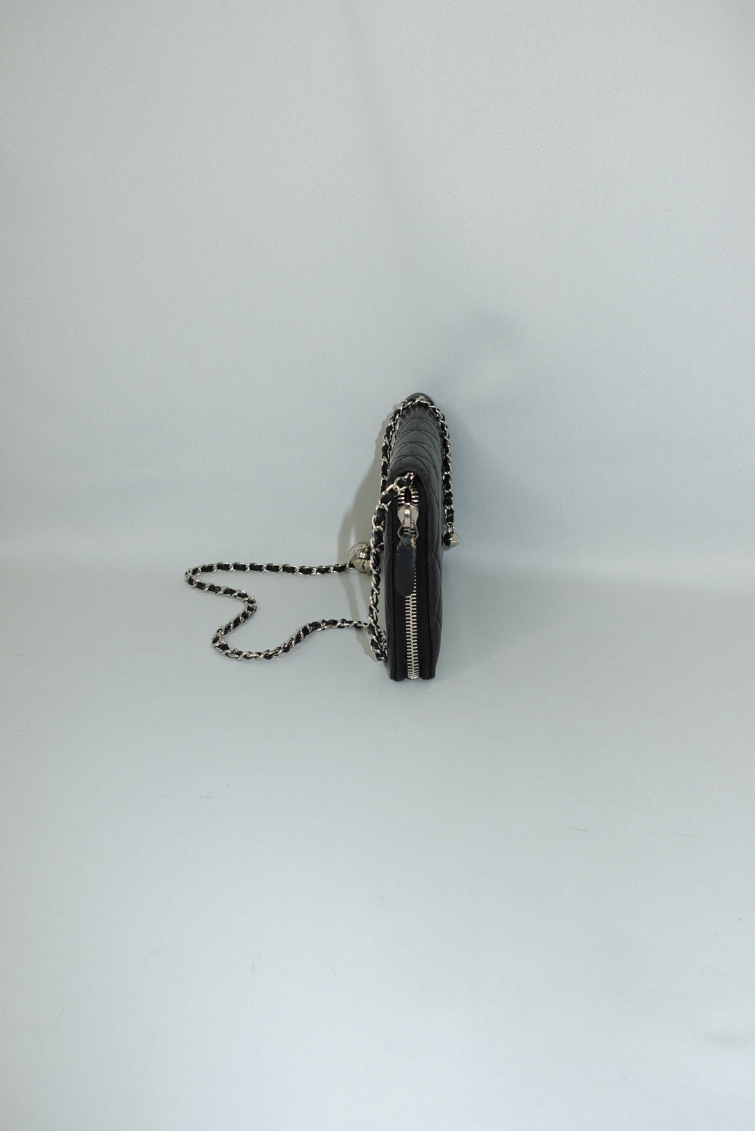 Chanel Timeless Re-Worked Zip Big Vintage Wallet with Chain Black