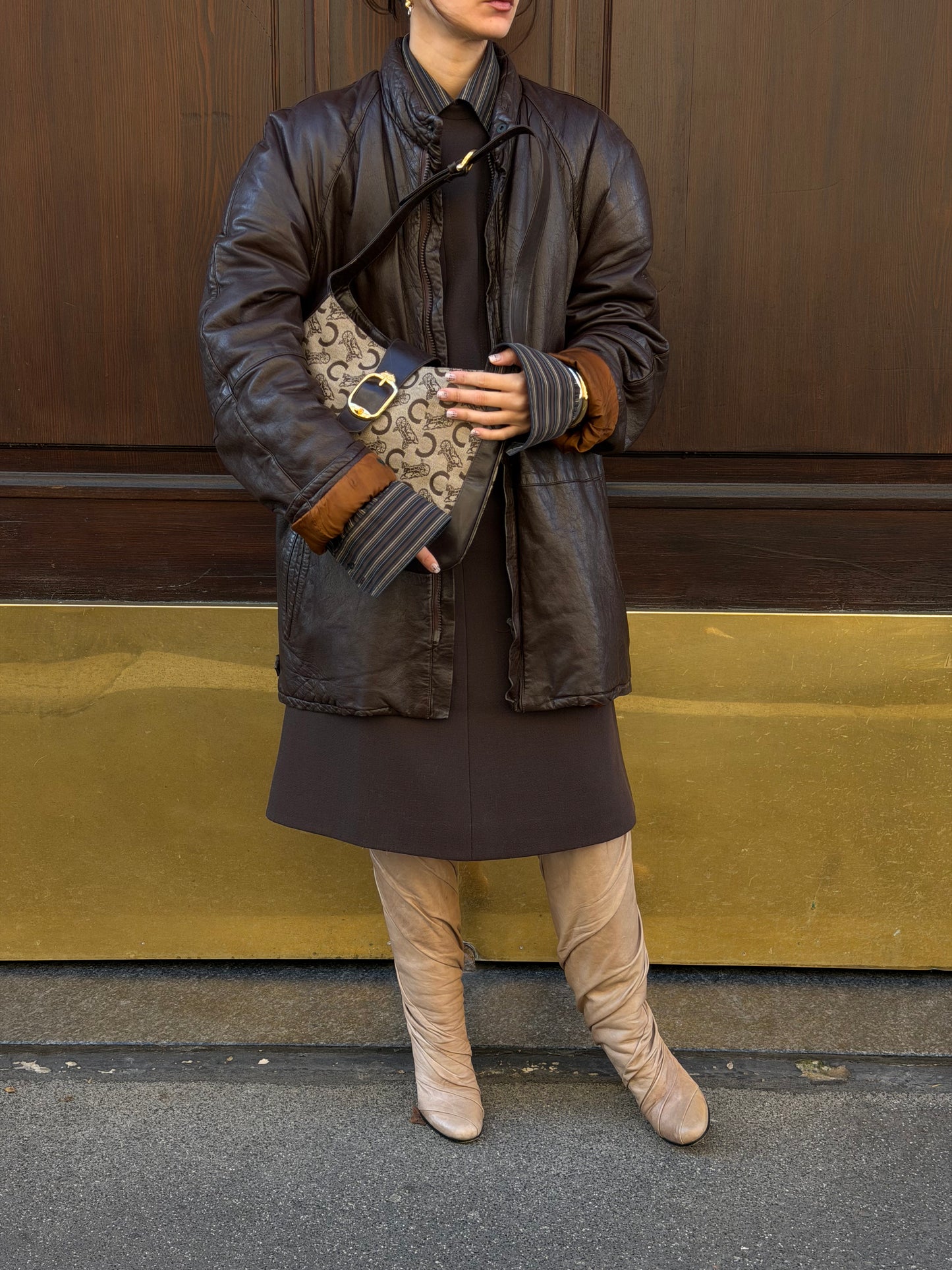 Cèline Vintage Monogram Canvas and Leather Brown Vintage Bag