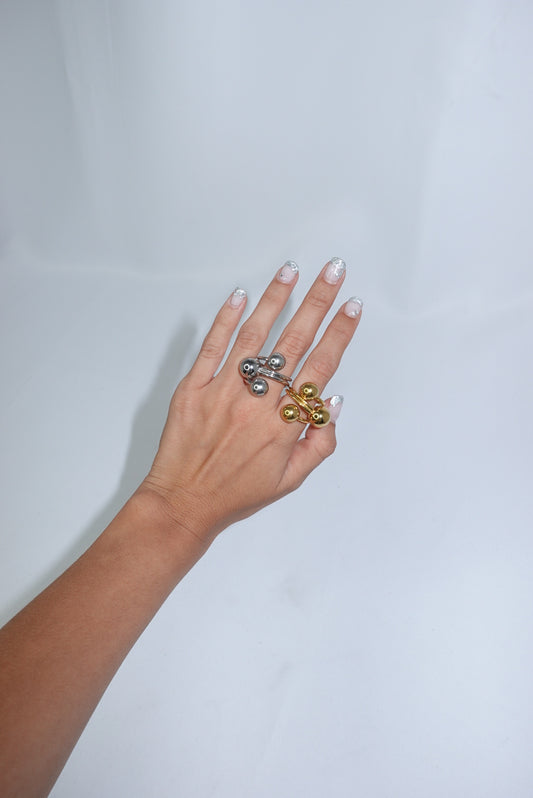 Large Bubbles Adjustable Ring in Stainless Steel