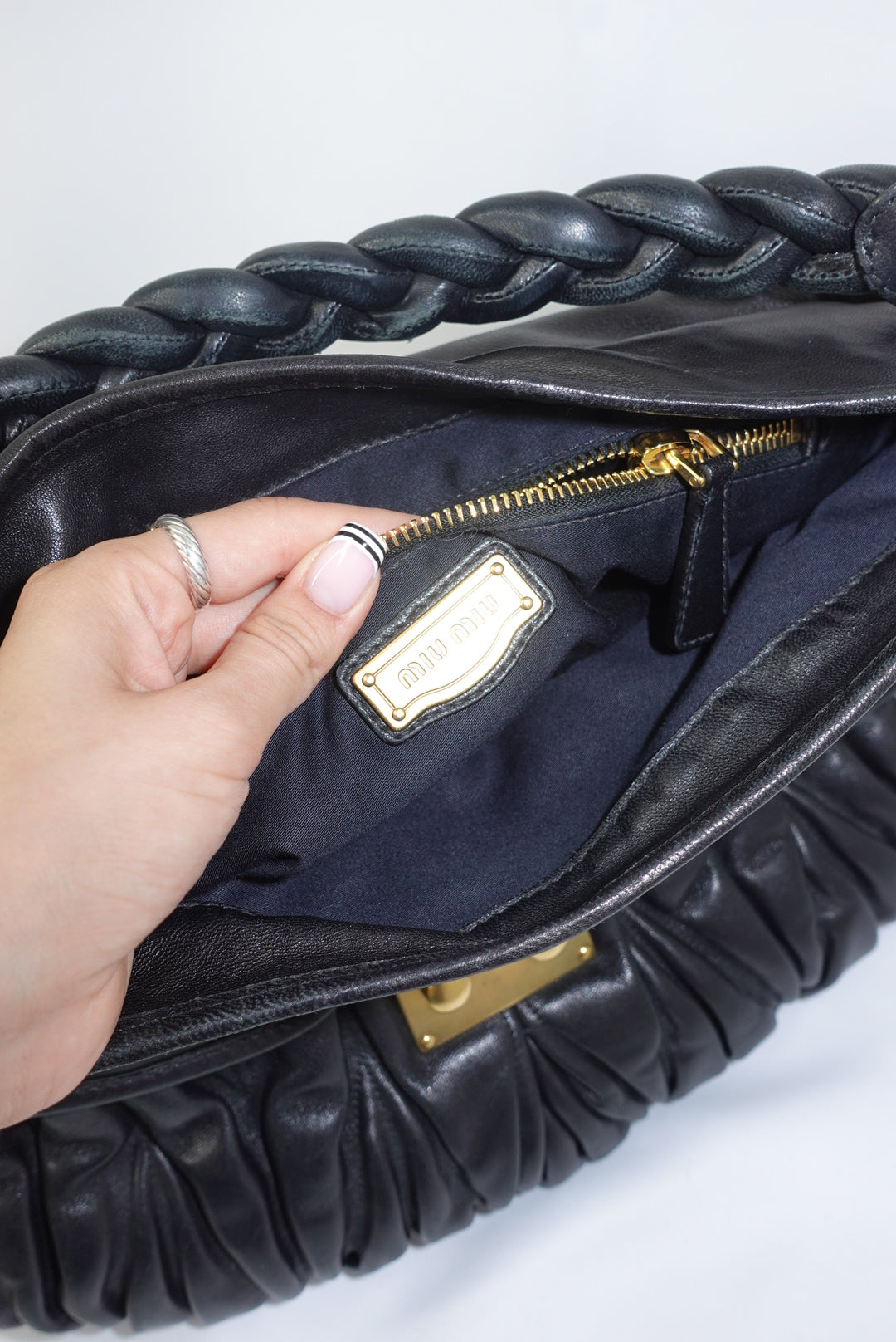 MIU MIU Vintage Coffer Black Matelassé Bag