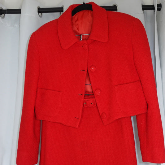Vintage Bright Red Skirt Set