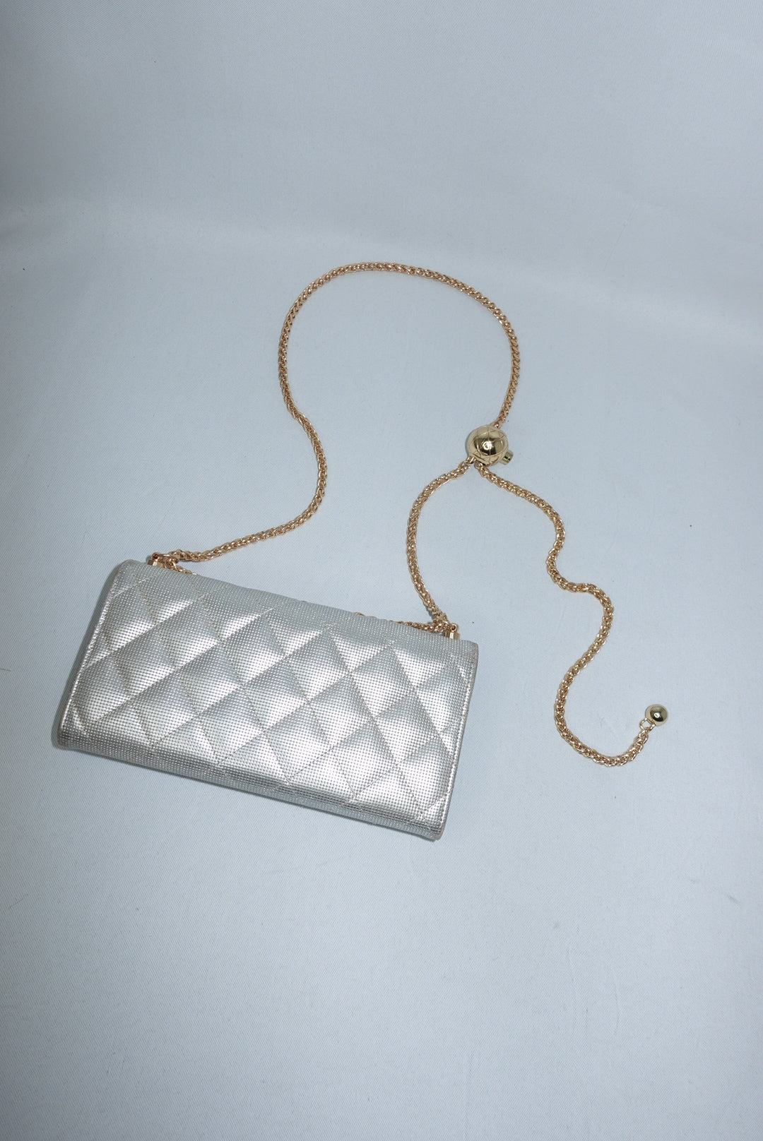 Chanel Re-Worked Timeless Flap Silver and Gold Vintage Wallet w/Chain
