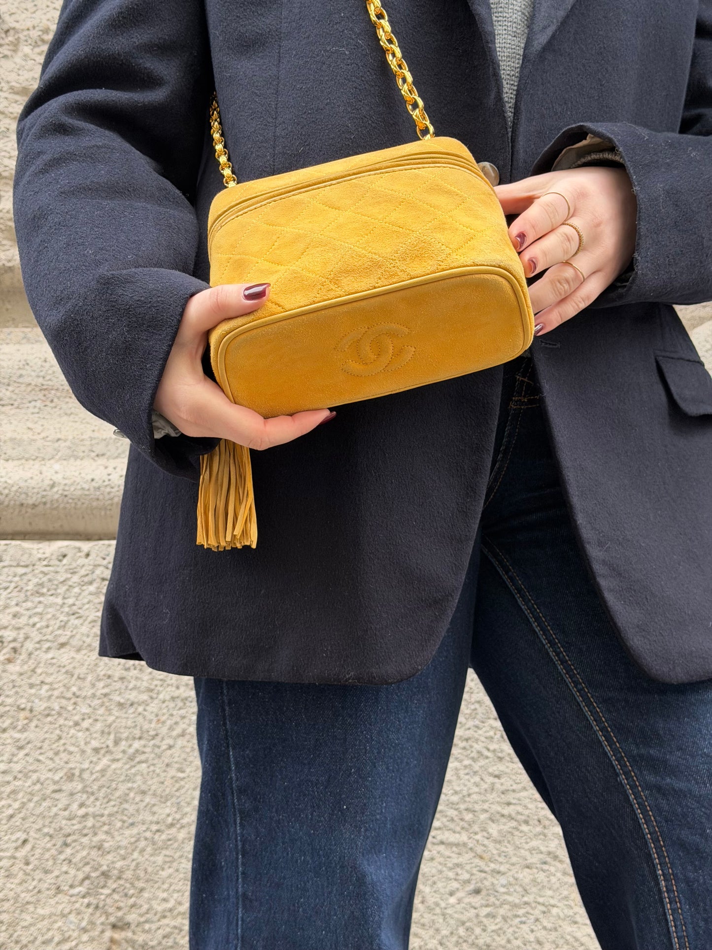 Chanel Vintage Mustard Yellow Vanity Shoulder Bag