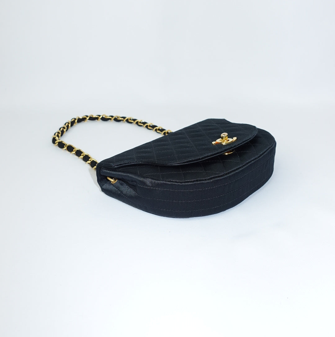 Chanel Vintage Half Moon Satin Vintage Mini Bag
