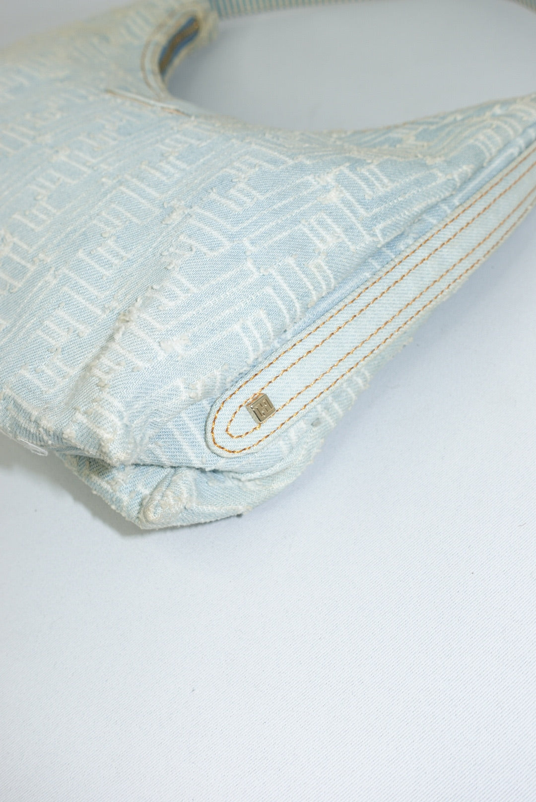 Fendi FF Zucca Light Wash Denim Hobo Bag
