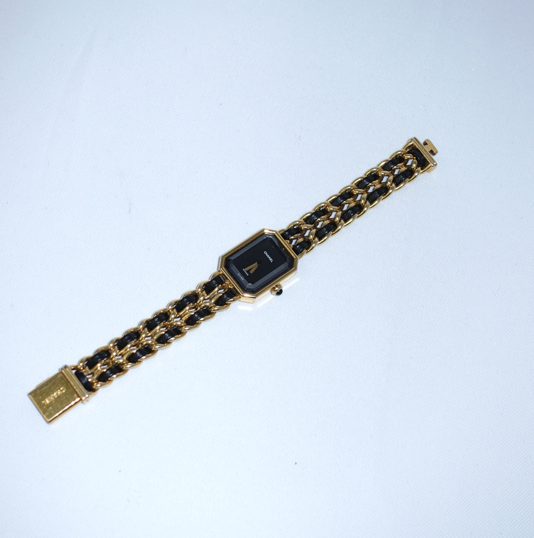Chanel Vintage Première Watch Gold Chain Leather Strap