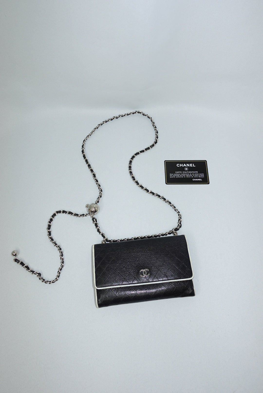 Chanel Re-Worked Flap B&W Limited Edition Wallet with Chain