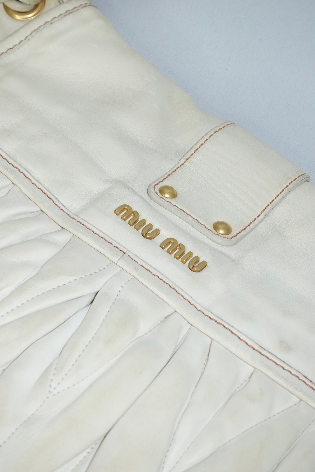 MIU MIU Vintage Coffer Off-White Matelassé Bag