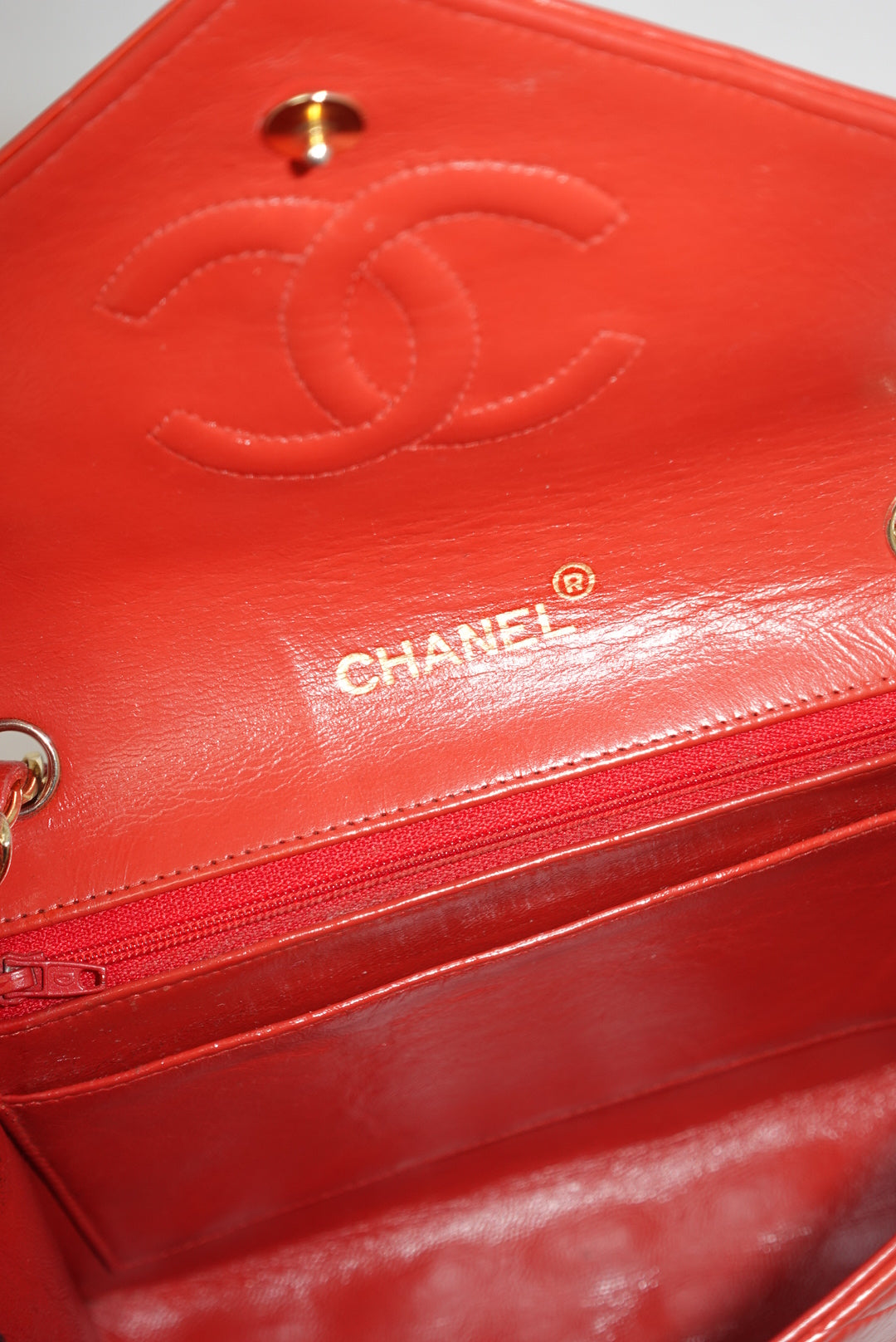 Chanel Vintage Camera Bag CC Logo Red Lambskin
