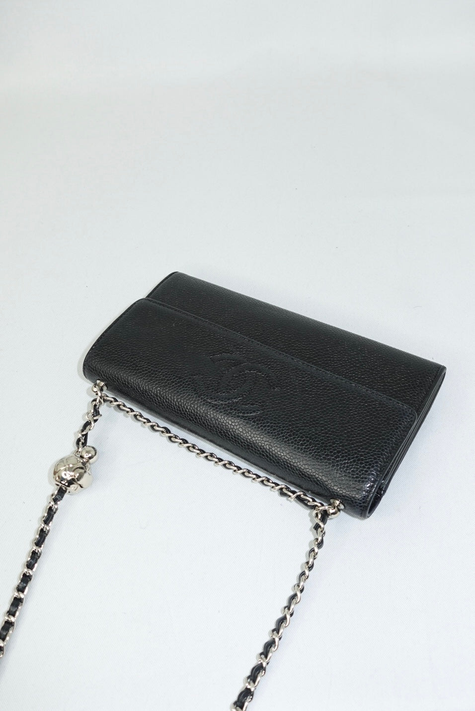 Chanel Re-Worked Flap Long Wallet With Chain Black Embossed CC logo