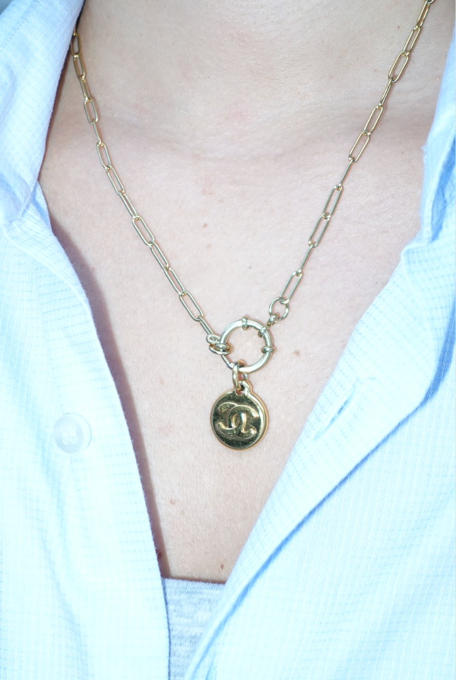 Re-Worked Vintage Chanel CC Logo Pendant Necklace