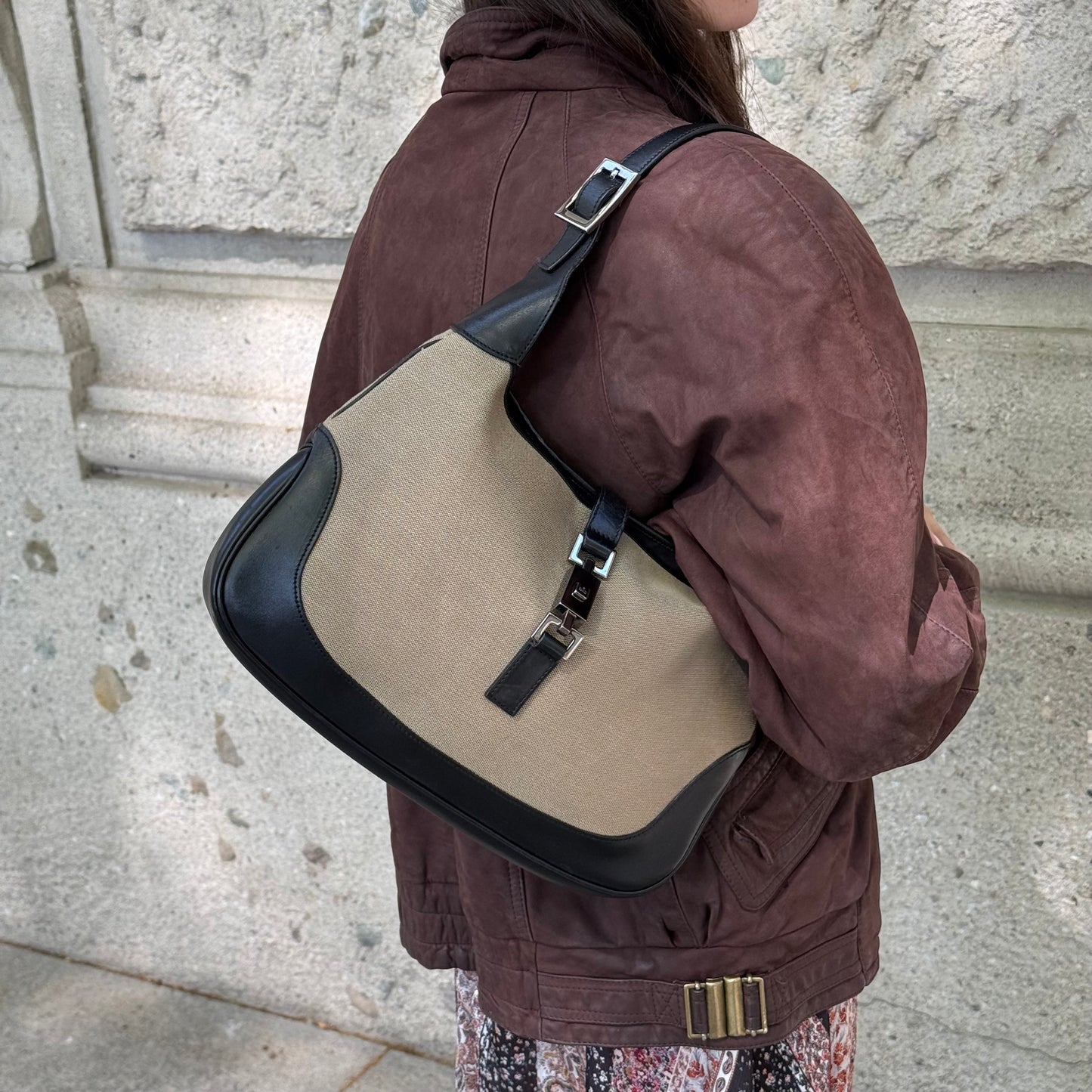Gucci Jackie Black & Beige Bag
