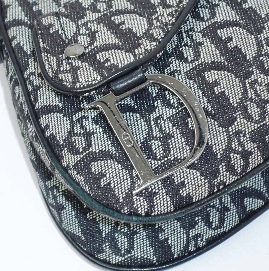 Dior Saddle Flap Monogram Canvas Shoulder Bag