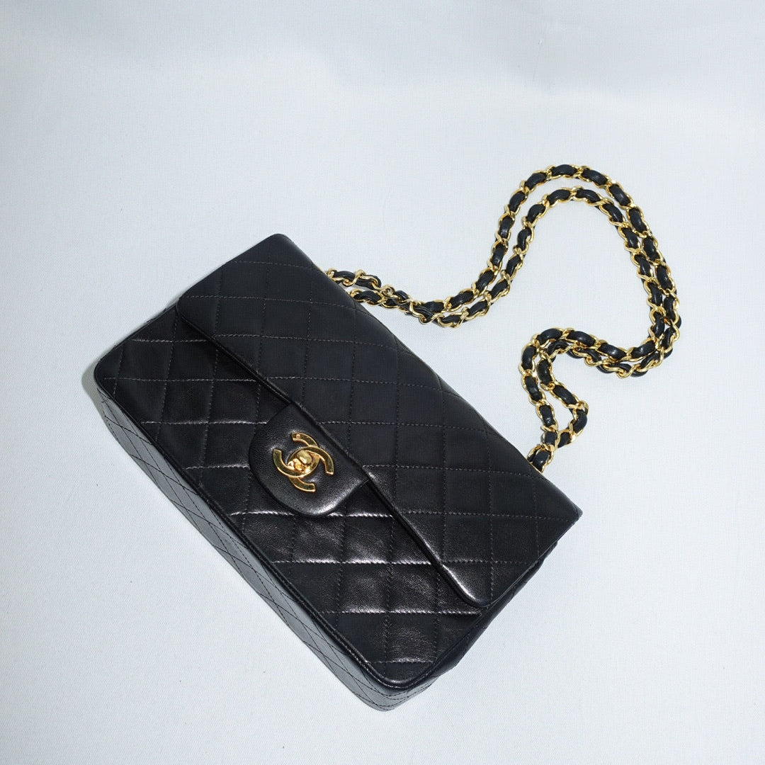 Chanel Vintage Timeless Classic Small 23 Double Flap Nero Agnello SET COMPLETO