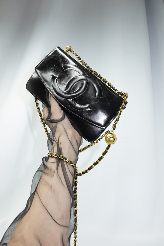 011. Re-Worked Chanel CC Flap Vintage W.O.C Black Patent