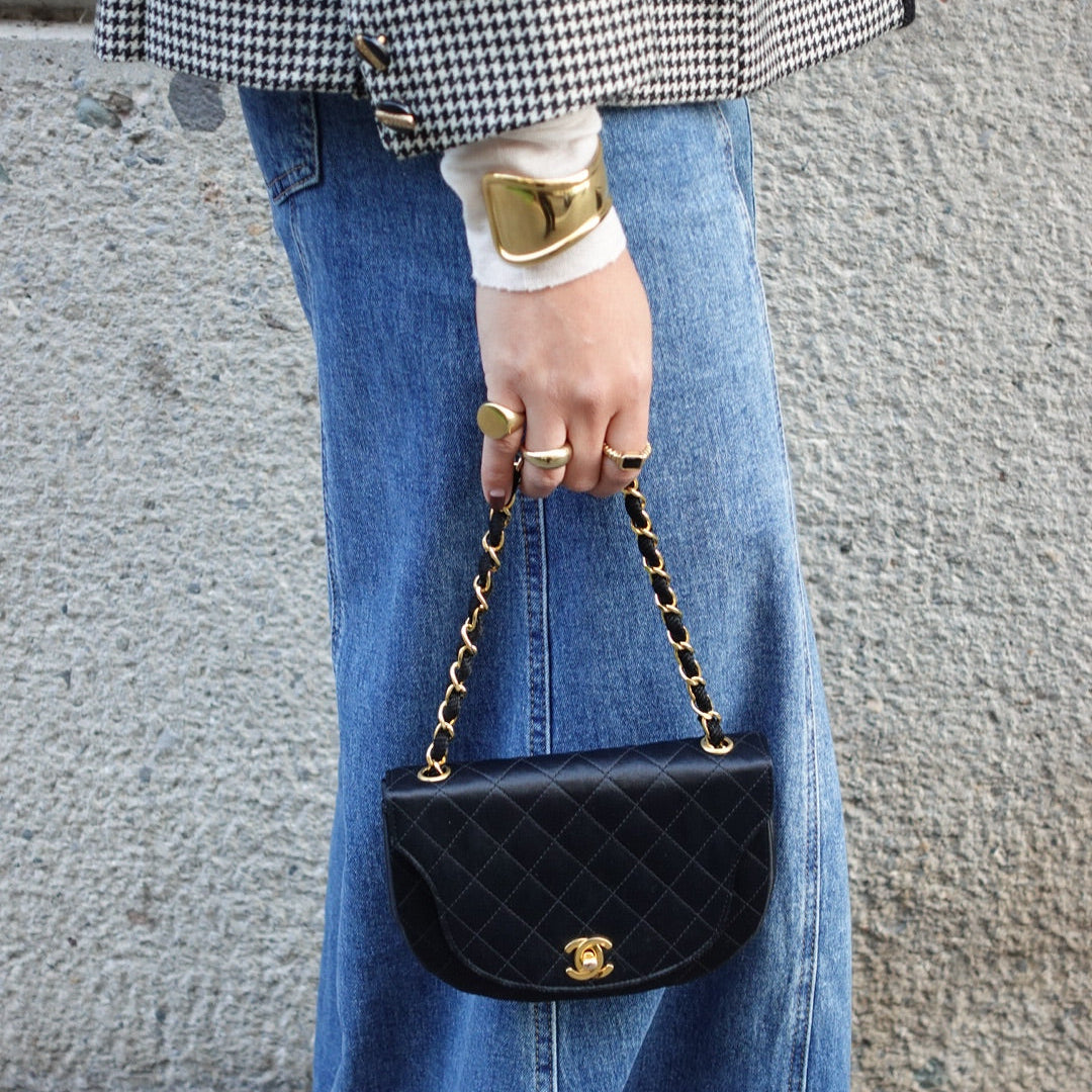 vintage chanel satin mini shoulder bag