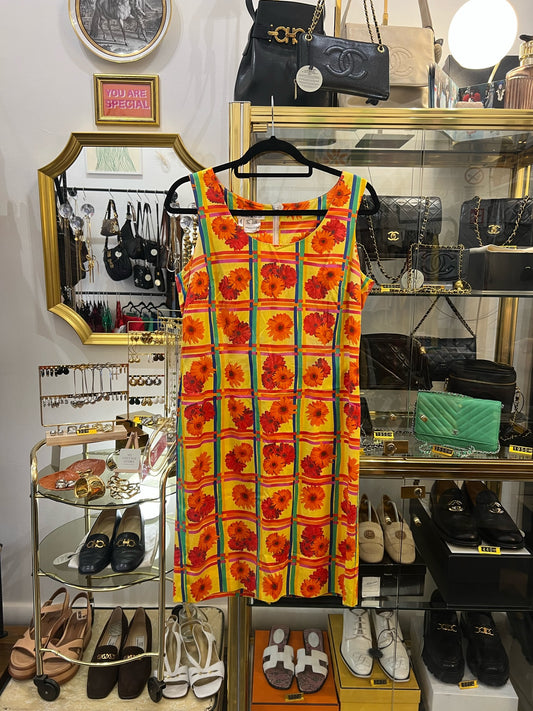 064. Escada Vintage Daisy Pattern Dress