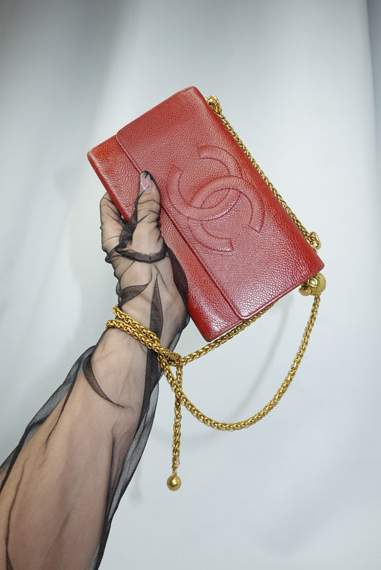Chanel Re-Worked Flap W.O.C. Red CC logo