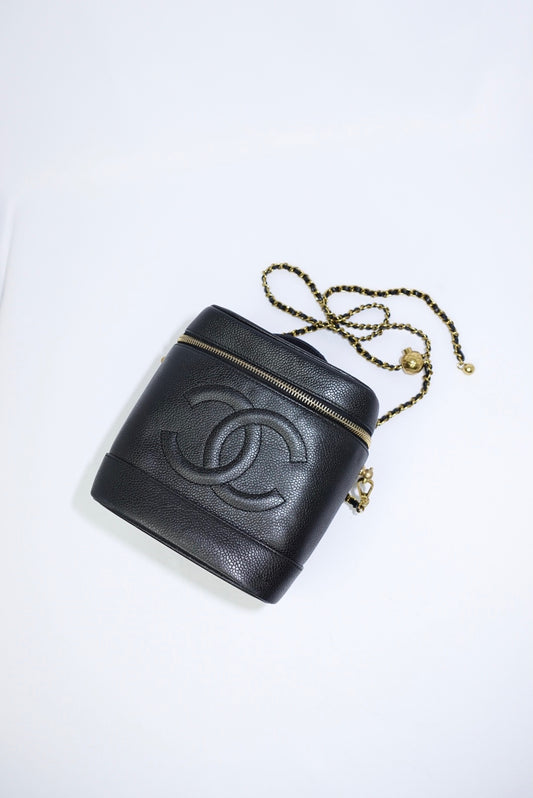 178. Re-Worked Chanel Vintage Black Vanity Bag