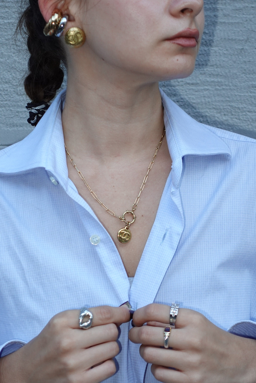 Re-Worked Vintage Chanel CC Logo Pendant Necklace