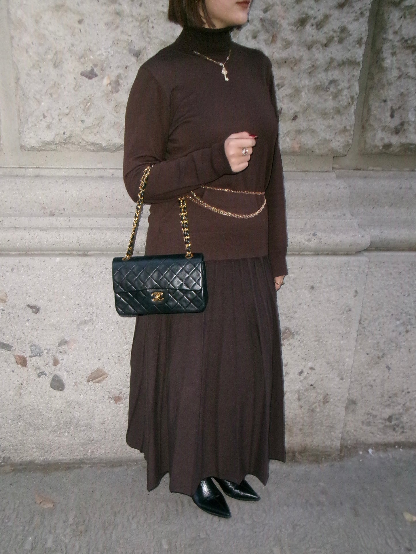 Chanel Vintage Timeless Classic 23 Double Flap Black FULL SET