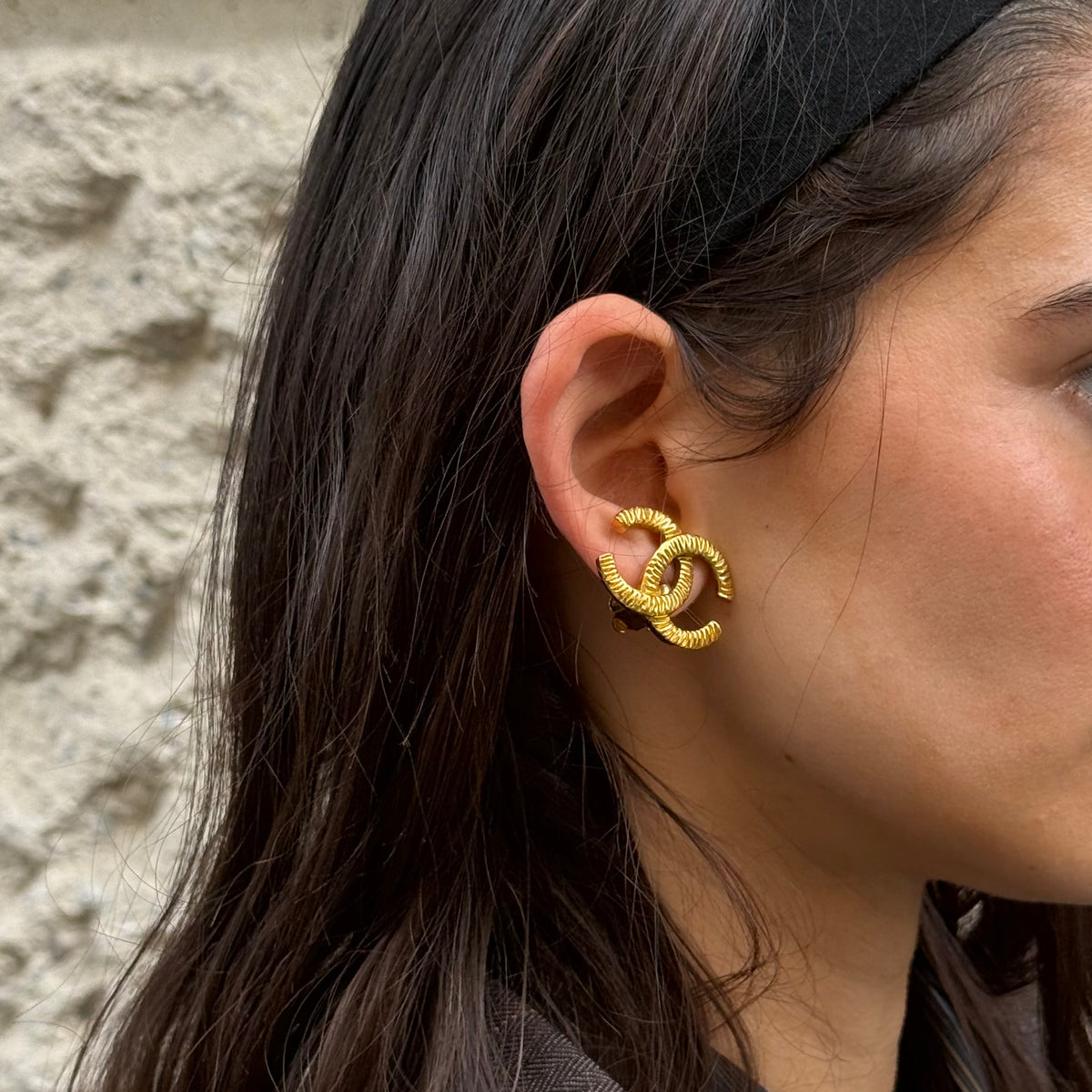 Chanel Gold Logo Earrings